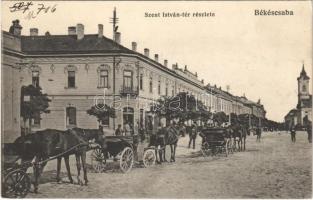 Békéscsaba, Szent István tér, szálloda, lovaskocsik (EK)