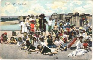 1912 Balaton, strand, napfürdő, fürdőzők (EM)