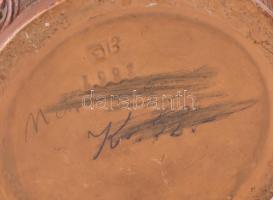 Indiai nagy méretű kaspó. Mázas kerámia, figurális díszítéssel., Jelzett, hibátlan. m: 30 cm