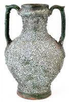 Amfora váza. Mázas kerámia, szemcsés felülettel. Jelzés nélkül. Hibátlan. 27 cm