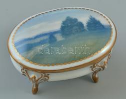 Rosenthal (Kunst Abteilung 1914-1917) tájképes, aranyozott ékszertartó lábakkal. 7x4,5 cm Matricás, ...