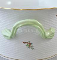 Herendi csipkebogyó mintás óriás porcelán kaspó. Kézzel festett, jelzett, hibátlan. d: 25 cm, m: 15,...
