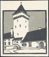 Kós Károly (1883-1977): Medgyesi bástya, offszet, papír,jelzés nélkül, 14x12 cm
