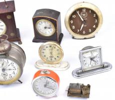 12 db vegyes régi óra, vekker és egy zenélő szerkezet. Vegyes állapotban