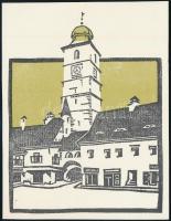 Kós Károly (1883-1977): Nagyszeben, offszet, papír,jelzés nélkül, 15x12 cm