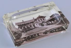 Csízfürdő szuvenír üveg szappantartó, kis lepattanásokkal, 11×7×2 cm