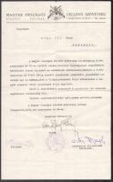 1929 Az Országos Magyar Céllövő szövetség elismerő levele Dóra Pál sportlövő és galamblövő világbajnoknak a világbajnoki eredményért, József főherceg saját kezű aláírásával