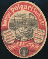 cca 1910 Kőbányai Polgári Serfőzde Kiviteli márcziusi sör címke a gyár látképével
