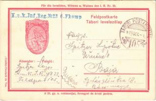 1916 K.u.K. I. R. Nr. 23. / A 23. honvéd gyalogezred jelvény képe tábori postai levelezőlapon / WWI Austro-Hungarian K.u.K. military, 23th Infantry Regiment badge on a military field postcard