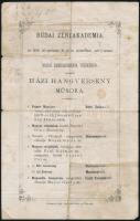 1876 Budai Zeneakadémia hangversenyműsora. Hajtott, megviselt. 14x23 cm