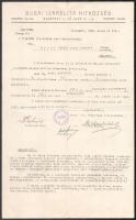 1938 A Budai Izraelita Hitközség által kiadott fizetésbesorolási okmány Rajna Sándor iskolaigazgató, szakíró részére, Kriszhaber Adolf hitközségi elnök, az alelnök és a főtitkár által saját kezűleg aláírva, pecsételve, jó állapotban