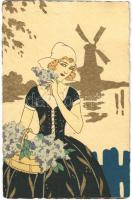 1931 Német alföldi leány / German folk art postcard. Art Nouveau, Ultra G.A.M. 2193. (EK)