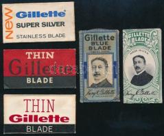 5 db régi Gilette borotva penge papír tokjában