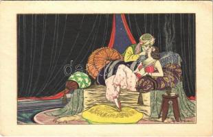 Ezeregyéjszaka / One Thousand and One Nights. Italian Art Deco postcard. Majestic CCM 2477. s: D. Gobbi