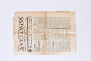 1935 A Villamos havonta kiadott újság XXI. évfolyamának 1. száma, szakadásokkal, 6p