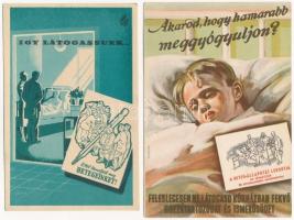 2 db magyar egészségügyi propaganda képeslap a kórházi látogatásról / 2 Hungarian health propaganda about the hospital visits