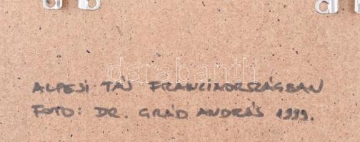 Grád András (?-): Alpesi táj Franciaországban, 1999. Fotó. Hátoldalán feliratozott. Üvegezett keretb...