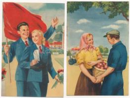 2 db modern magyar szocreál propaganda. Művészeti Alkotások / 2 modern Hungarian Socialist propaganda postcards