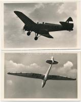 2 db modern magyar repülőgép: Kevély típusú teljesítménygép és Galamb iskola repülésre indul (Képzőművészeti Alap) / 2 modern Hungarian aircraft postcards