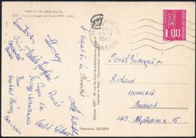 1977 A magyar női kézilabda válogatott tagjai által aláírt képeslap