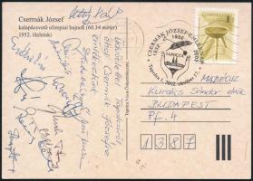 2002 Csemák József emléklap kalapácsvetők aláírásával ellátott aláírt képeslap