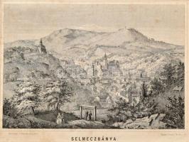 1857 Selmecbánya látképe, fametszet, Pest, Frank J. M., paszpartuban, 16,5x21,5 cm / 
1857 View of ...