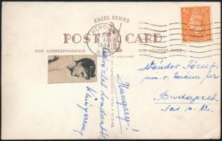 1948 A Londoni Olimpián 5. helyezett Klics Ferenc aláírásával ellátott képeslap