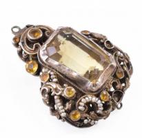 Antik ezüst (Ag) bross hiányzó citrin kövekkel. 4,5x3,5 cm 23,6 g