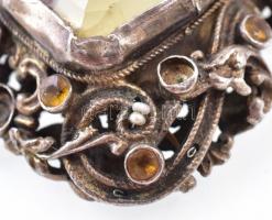 Antik ezüst (Ag) bross hiányzó citrin kövekkel. 4,5x3,5 cm 23,6 g