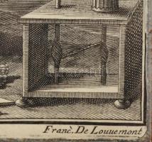 cca 1700-1750 Francesco Solimena (1657-1747) után: Hajózási műszerek. Rézmetszet, papír. Üvegezett f...