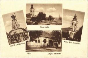 Visk, Vyshkovo (Máramaros); utca, Római katolikus templom, Hősök emlékműve, Szijjus üzletház / street, automobile, church, heroes statue, shop