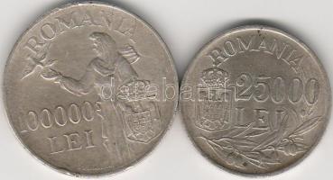 Románia 1946 250000L,100000L 2db ezüst T:3