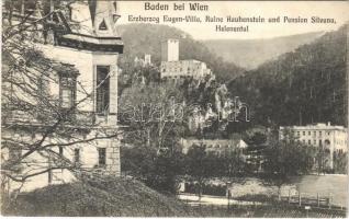 Baden bei Wien, Erzherzog Eugen Villa, Ruine Rauhenstein und Pension Silvana, Helenental / castle ruin, villa, hotel