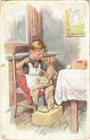 1918 Varró kislány / Little girl sewing. B.K.W.I. 741-1. s: K. Feiertag (EK)