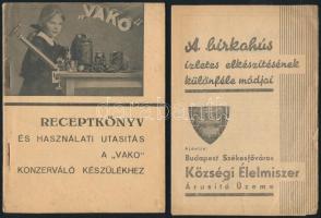 Vegyes receptfüzet tétel, 4 db: 
Váncza Kincses receptkönyv. Bp. é.n., Váncza, 18 p.; 
Dr. Oetker ...