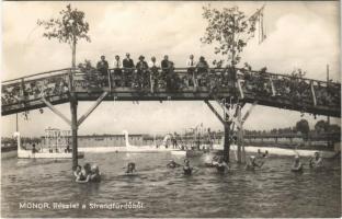 1931 Monor, strandfürdő, híd. Burján Béla kiadása