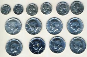 USA 1961-68. 5c "Jefferson" (2x), 10c "Roosevelt" (2x), 1/4$ "Washington&qu...