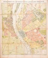 cca 1896 Budapest fő- és székváros legújabb térképe, rajz.: Homolka József, Bp., Eggenberger, vászonra kasírozva, hajtott, két szelvényen kis folttal, 77x64 cm