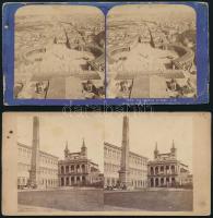 cca 1880-1900 össz. 2 db vatikáni helyszíneket megörökítő sztereo fotó, kopott, kissé foltos, 8,5x17 cm