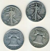 USA 1941-62. 1/2$ Ag "Walking" (2x), "Franklin" (2x) T:3,3-