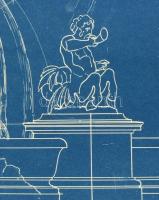 1897 A kolozsvári szökőkút tervrajza, hajtott, kis szakadásokkal, 90×64 cm