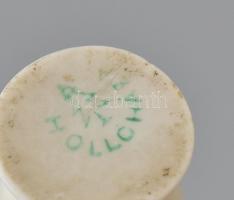 Hollóházi porcelán miniváza, 3 db, matricás, jelzett, kopott, foltos, m: 5 cm