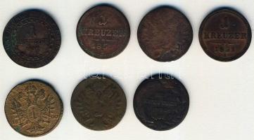 Ausztria/magyar verdejel 1790-1851. 1Kr (4x) 3klf + Ausztria 1800-1851. 1Kr (3x) 2 klf T:3,4