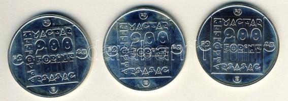 1985. 200Ft Ag 3klf db "Természetvédelem-vidra, vadmacska, mocsári teknős" T:BU