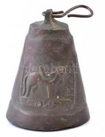 Bronz dupla csengő, figurális díszítéssel, m: 11,5 cm