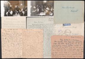 cca 1940-1954 össz. 13 db magán jellegű levél, levelezőlap és fotó (szilveszteri v. farsangi), részben Romániából Gyöngyösre küldve, átnézésre érdemes anyag