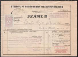 1940 Stádium Sajtóvállalat számlája a Felvidékünk - Honvédségünk c. könyvről, Vitézi Rend Zrínyi csoportja bélyegzőjével. + 2 db egyéb boríték