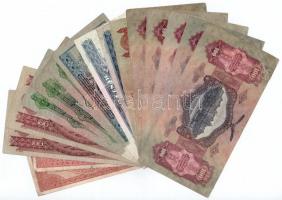 16db-os vegyes, Korona, Pengő és Forint bankjegytétel, közte 1930. 100P alacsony sorszámmal (ragaszt...