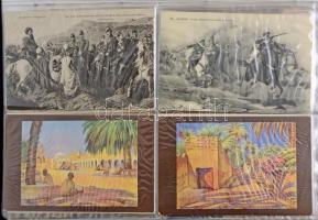 Kb. 170 db RÉGI motívum képeslap albumban: Észak Afrikai folklór és városok / Cca. 170 pre-1950 postcards in an album: North African towns and folklore motives