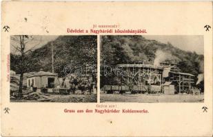 1907 Nagybáród, Borod; Jó szerencsét! Üdvözlet a nagybáródi kőszénbányából. Szén osztályozás, iparvasút, csillék / Glück auf! Gruss aus den Nagybáróder Kohlenwerke / coal mine, coal plant, coal classification, industrial railway, mine carts (EK)